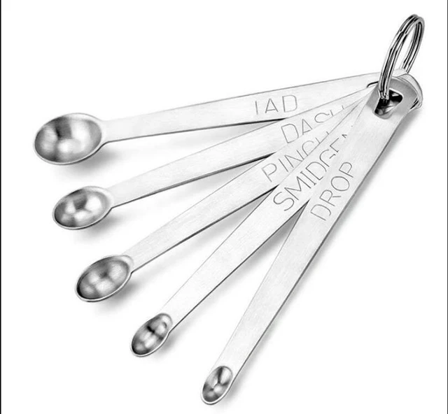 5PCS Mini Stainless Steel Measuring Spoon Set Tad Dash Pinch Smidgen Drop