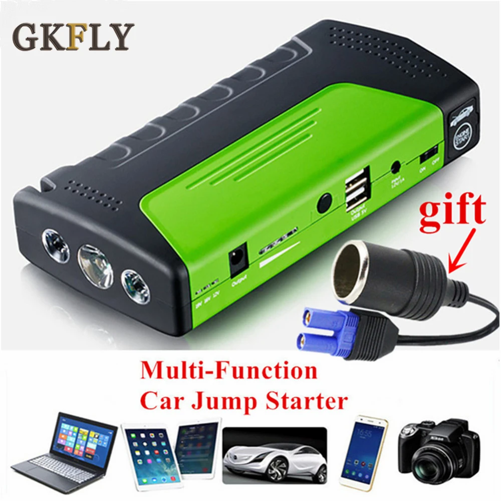 Ceny GKFLY High Power awaryjne urządzenie rozruchowe 600A wielofunkcyjny przenośny Bank mocy 12V wzmacniacz do akumulatora samochodowego urządzenie zapłonowe kable