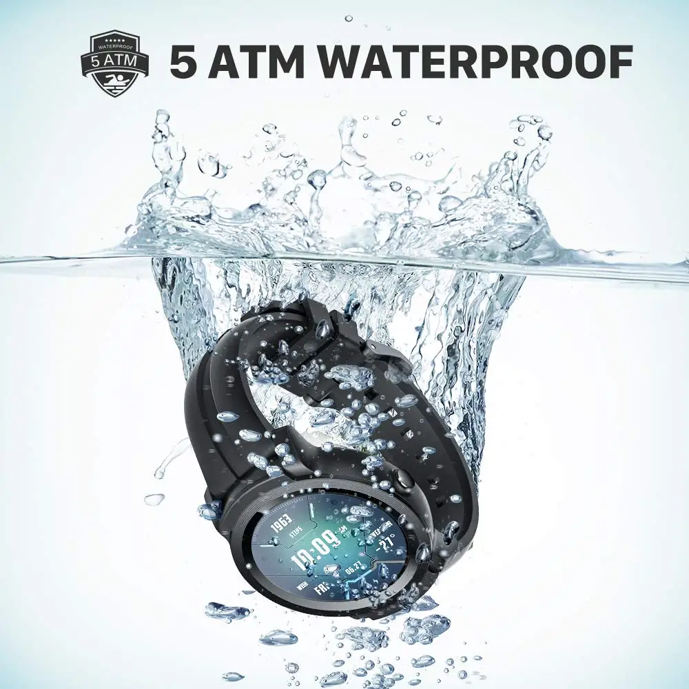  TicWatch E2 Black Smart Watch Men & Women Bluetooth GPS Watch Android/iOS compatible 5ATM Waterproo