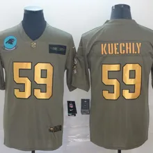 Мужчины Carolina 59 Luke Kuechly Panthers Джерси оливковый/золотой