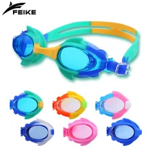 Водонепроницаемые противотуманные детские плавательные очки с милыми рисунками, детские очки в форме рыбы, детские плавательные очки для мужчин и женщин