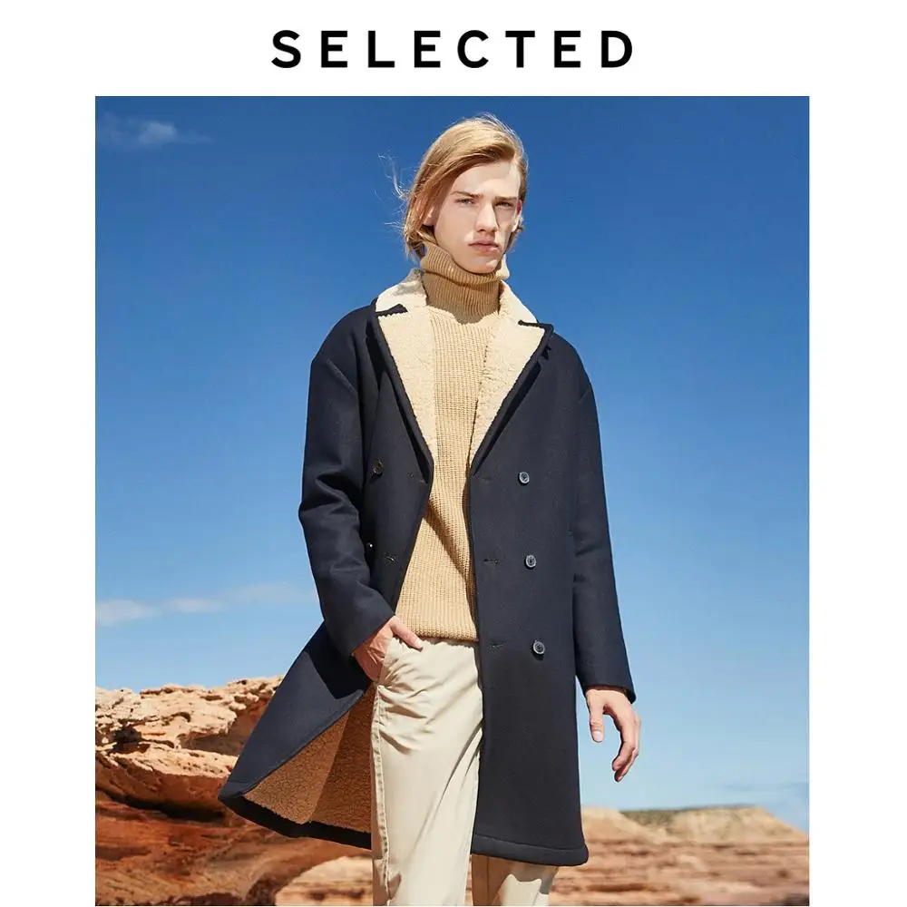 SELECTED Men's Sheep Wool Coat Long Blend Lapel Overcoat Winter Jacket S | 419327510 SELECTED Men's Sheep Wool Coat Long Blend Lapel Overcoat Winter Jacket S | 419327510