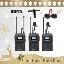Boya BY-WM8 Pro K1 K2 UHF çift kanallı kablosuz mikrofon sistemi röportaj alıcı verici iPhone DSLR kamera