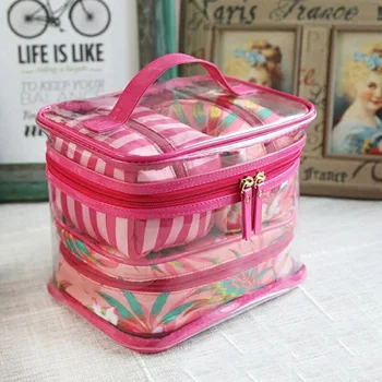 

Clear Makeup Case 4 Pcs Transparent PVC Cosmetic Bag Women Travel Toiletry Bag Organizer Beauty Makeup bags Free Shipping