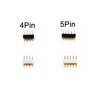 

100PCS 4pin 5pin black white RGB RGBW RGBWW connector male type double 4 pin 5 pin needle for 3528 5050 strip light