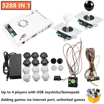 

3288 Multi Games IN 1 Pandora's Box 9H Up to 4 Players Arcade Board 3D/2D Full Kit Internet Port Buttons Harness Cable