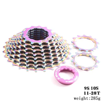 

Road Bike 9 10 Speed Colorful Cassette 11-28T Bicycle Flywheel Gravel Bike Freewheel 9s 10s Rainbow Cassette 11V K7 Sprocke
