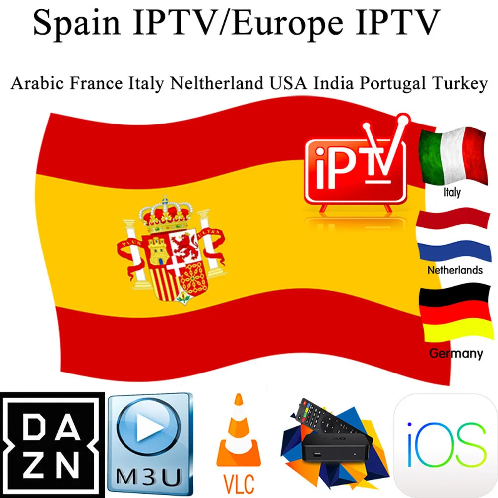 

Premium Spain IPTV With M3U IPTV Local Live TV HD/FHD/4K/UHD/HEVC DAZN Movistar LaLiga INFINTIL DEPORTES no app included