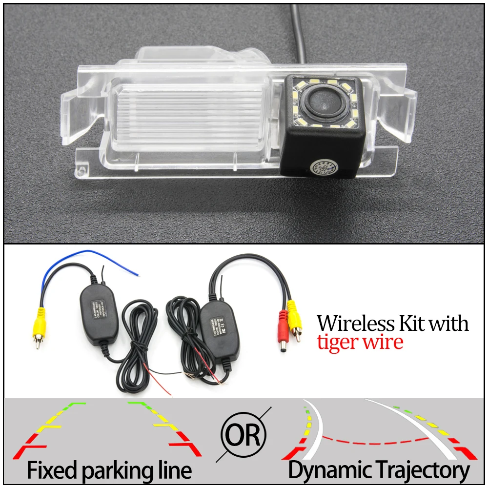 Фиксированная или динамическая траектория камера заднего вида для kia ceed 2 2012- для hyundai Verna Solaris Accent монитор парковки автомобиля - Название цвета: 12LED And Wireless