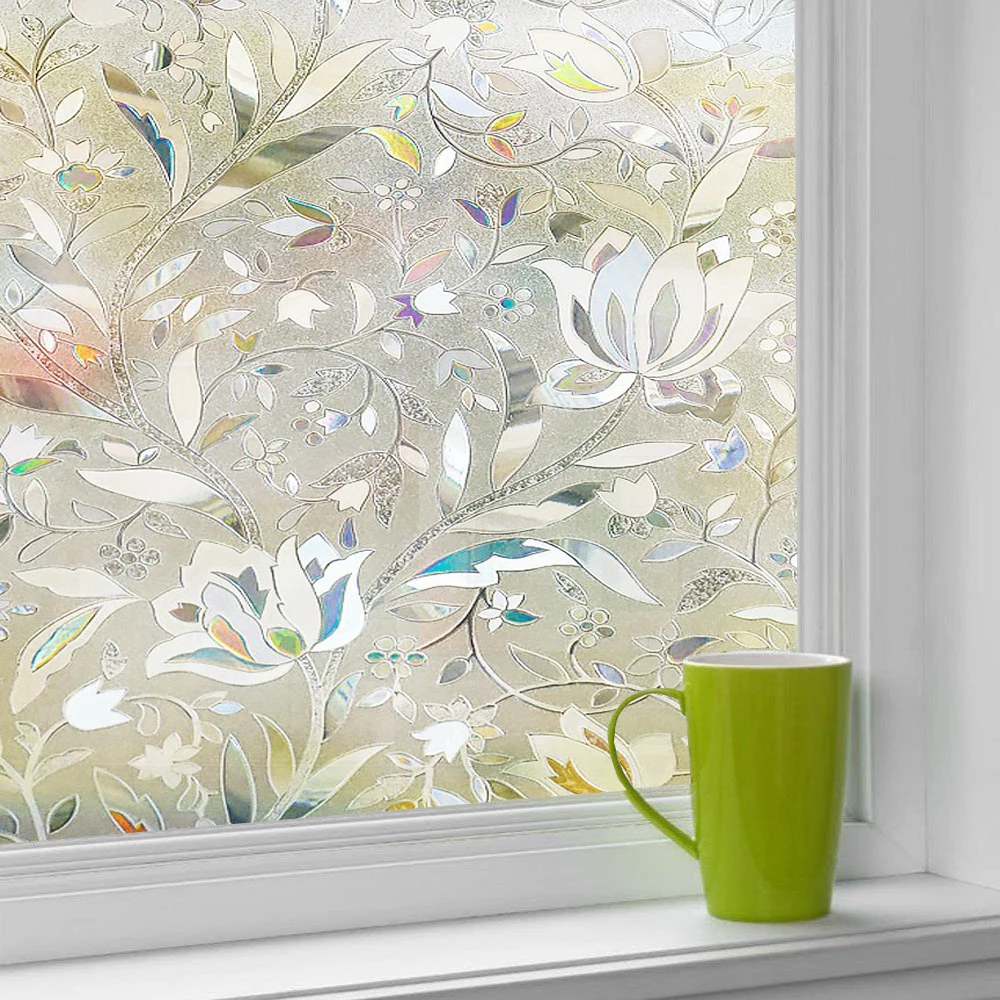 Funlife 3d Crystal Tulip Flower Decorative Window Film Self