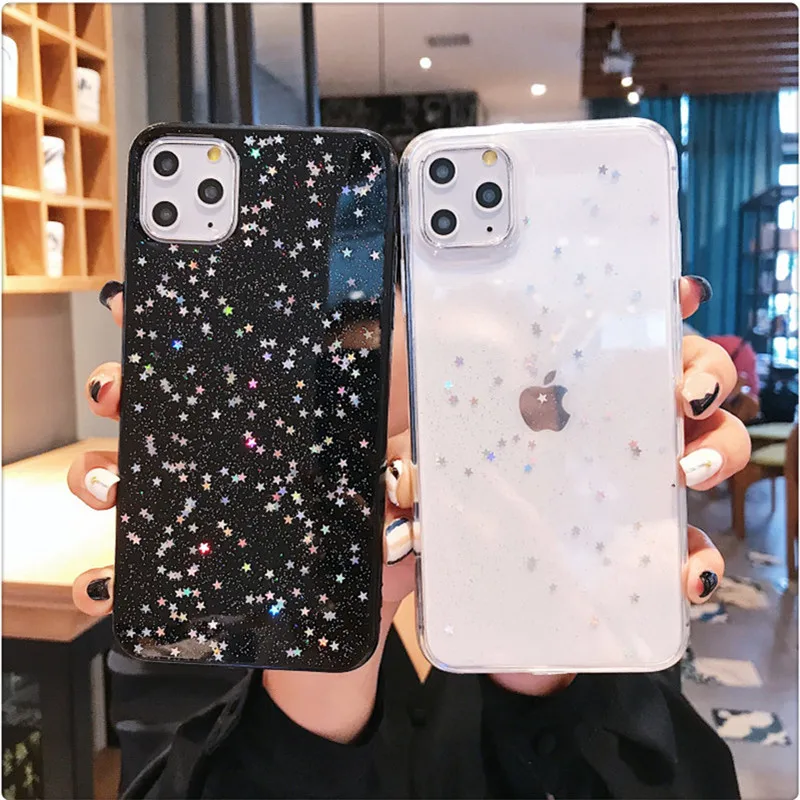Блестящий Мягкий чехол с блестящими звездами для iPhone 6 6S Plus 7 8 plus задняя крышка