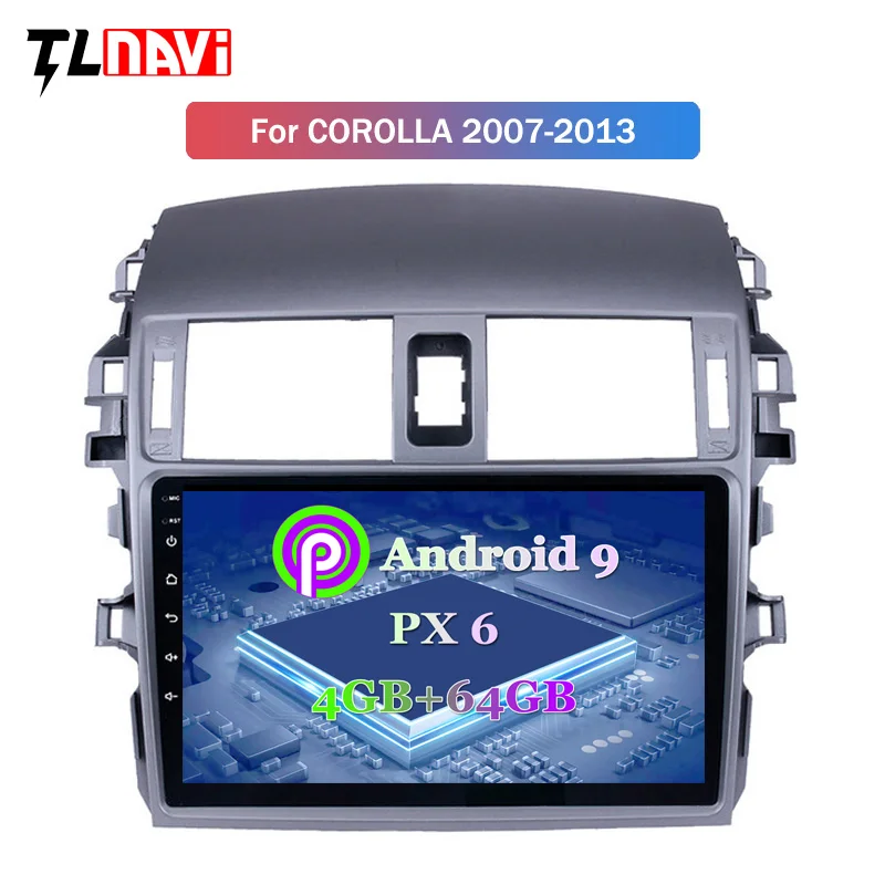 Flash Deal 9 INCH PX6 4G+64G Android 9.0 car dvd player For Toyota Corolla 2007-2013 with audio radio multimedia gps navigation system 0