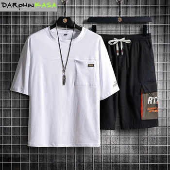 

Men's set 2020 Summer tracksuitmen Men's clothing Ropa Casual Print Cotton Sweatshirt Two Piece tracksuit T-Shirts+Shorts