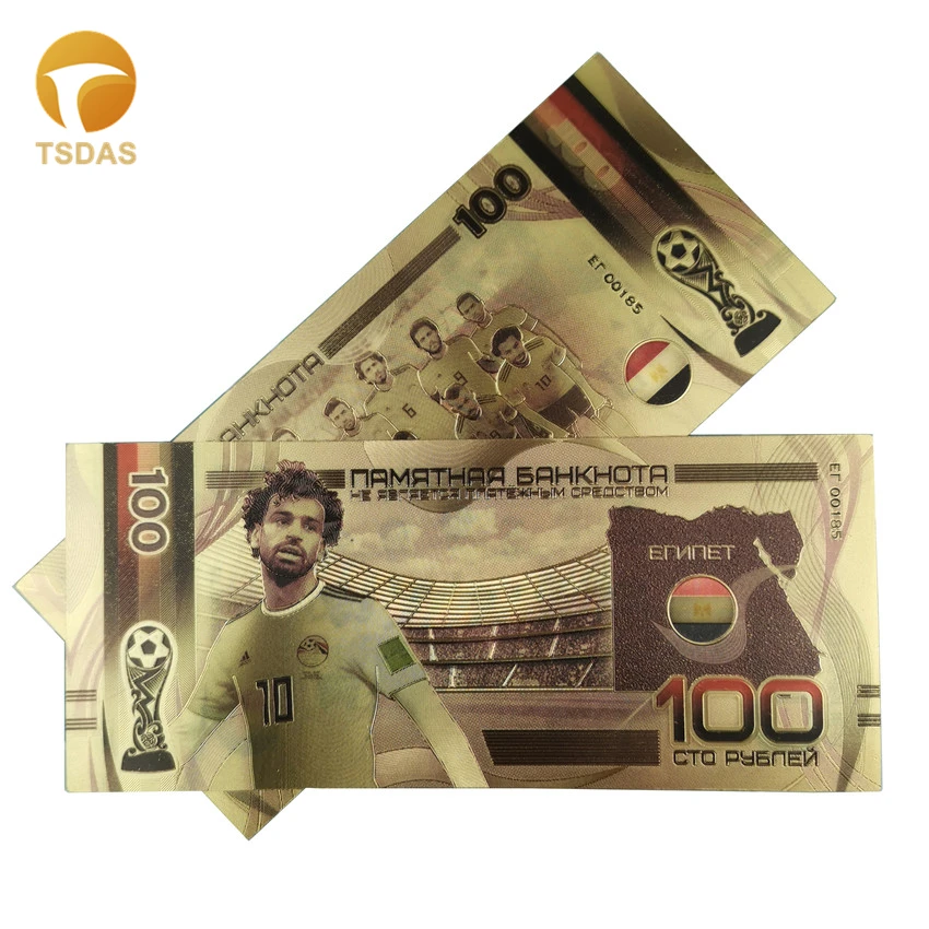 10 шт./лот новые российские банкноты футбольные 100 рублей в 24k позолоченные