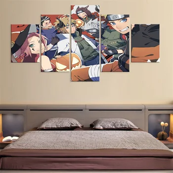 

Anime NARUTO 5 Pieces Canvas Paintings Decor Picture Poster Wall Home Printed Framework Art Modular Modern