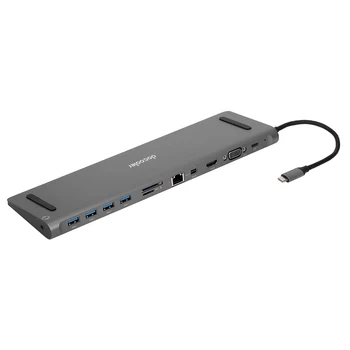 

KSD-DK01 12IN1 Type-C HUB to USB3.0 TF/SD Card RJ45 MINI DP HD VGA 3.5mm Jack PD Multi-Function Dongle Adapter Converter