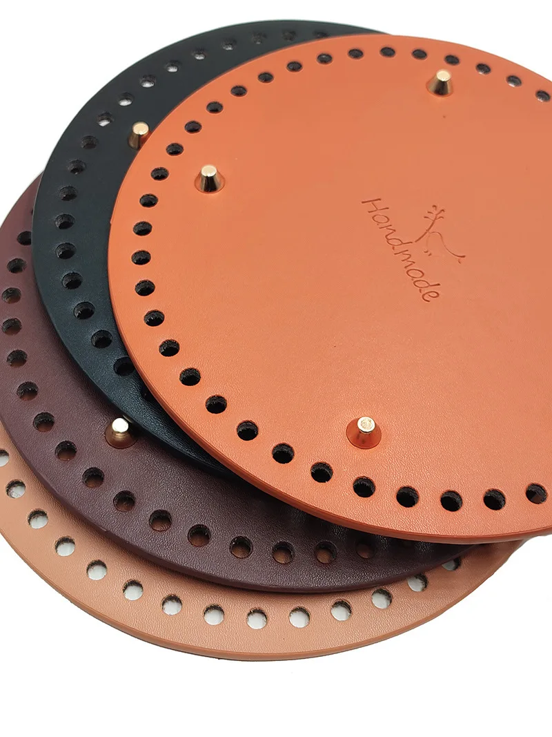 20cm leather Bottom Base with Pre-drilled Holes for Knitting DIY Purse Handbag Shoulder Bag  Accessories For Crochet pu leather bag bottom for diy women purse handbag bottom crochet knitting bags accessories bag bottom with 4 rivets oval