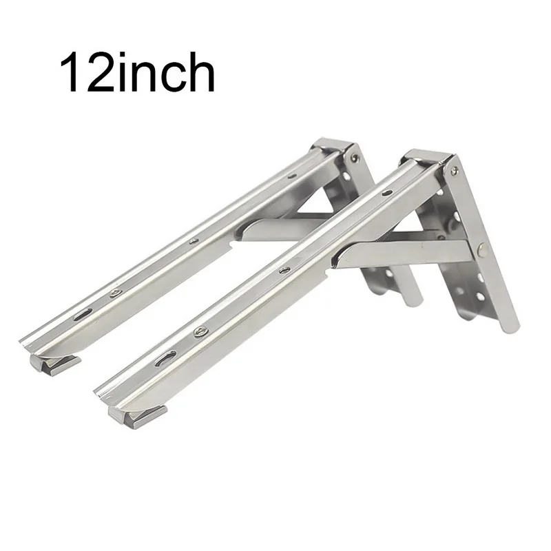 12inch 2 Pcs Белый треугольник складной Угловой Кронштейн Регулируемый Настенный Прочный подшипник полка Кронштейн DIY домашний стол Скамья 2 шт - Цвет: 12inch 2 Pcs