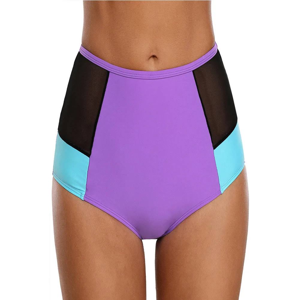 

Beach-Grid Joint Triangular Swimming Trunks Europe And America Ladies Bikini Hot Springs One-Piece High-Waist Pants 410703