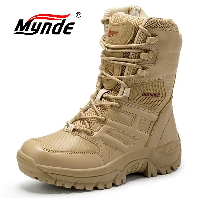 

Mynde Men High Quality Brand Military Leather Boots Special Force Tactical Desert Combat Men's Boots Outdoor Shoes Ankle Boots