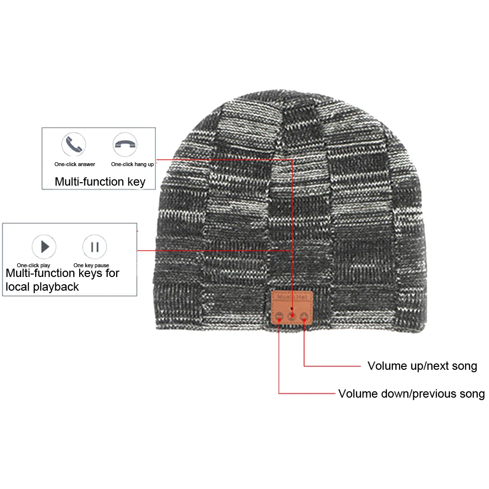 Мужские и женские теплые Bluetooth Beanie беспроводные наушники свободные руки Спорт на