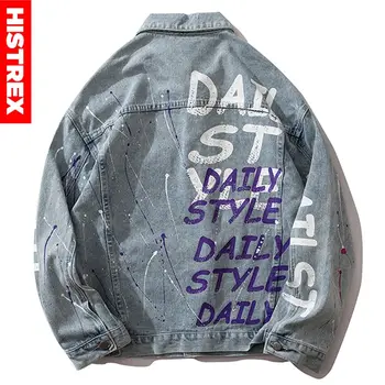 

HISTREX Paint Blue Denim Jacket Vintage Outwear 2020 Hip Hop Mens Coat Casual Brand Printed Spring Autumn Jeans Jacket 7TD58#