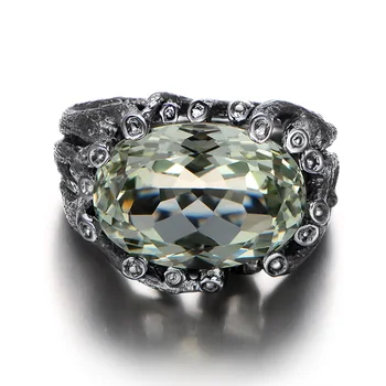 

Black Ring with Green Crystal for Women