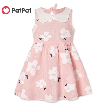 

PatPat 2020 New Summer and Spring Baby Toddler Girls Floral Allover Ruffle Collar Sleeveless Dresses Colorful Baby Girl Clothes