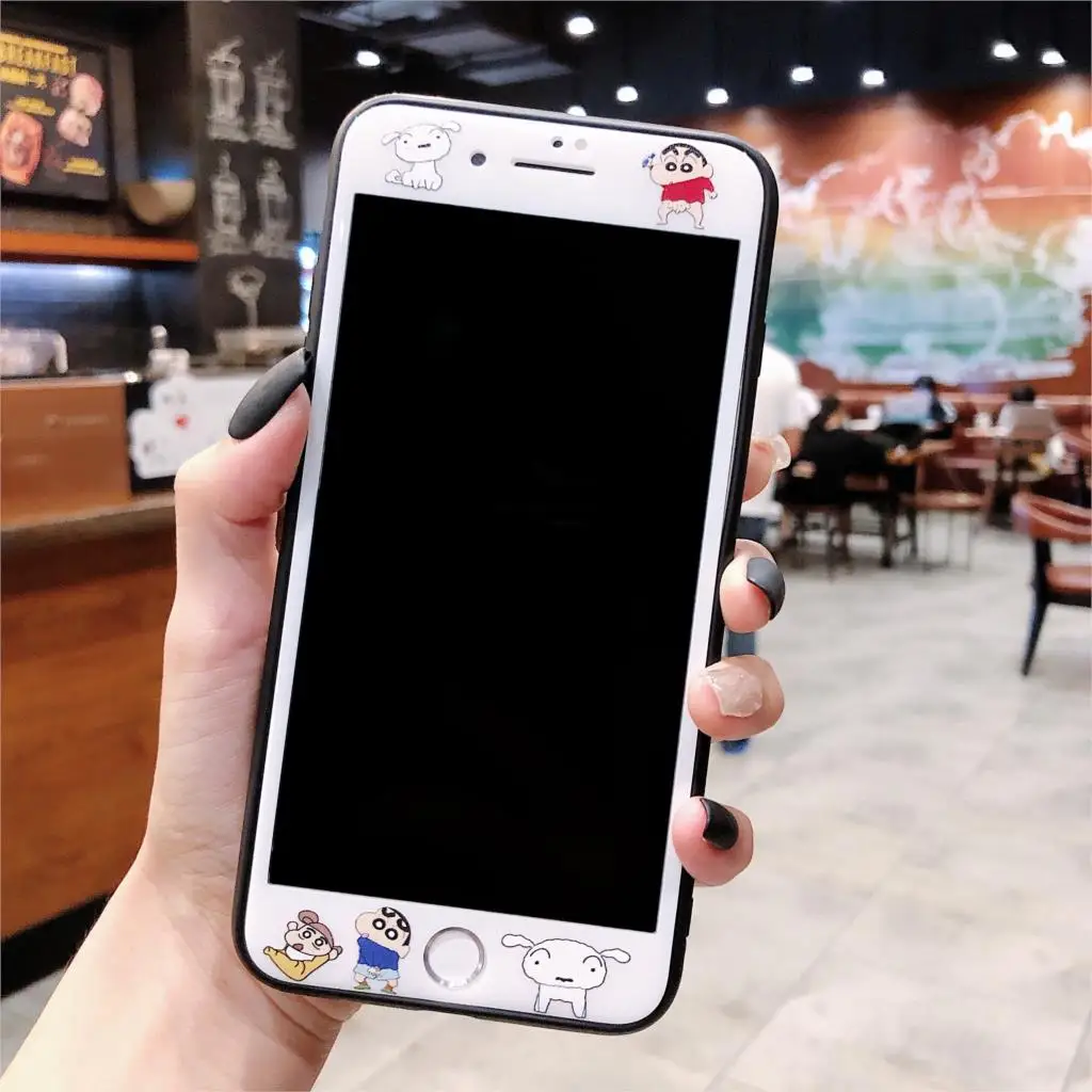 Закаленное 3d-стекло с мультяшным рисунком и мягкими краями для iPhone 6 6s Plus 7 8 защита