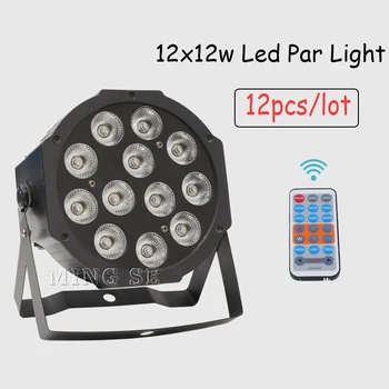 

12pcs/lots 12x12w Remote flat par led Flat White Led Par Light 12*12W Smooth RGBW Color Mixing DMX 4/8 Channels Stage Wash