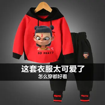 

Boys and Girls Clothes Sets 2-9 years old Spring Autumn 2-pieces-sets Cartoon Printed Hooded Sweatshirt + pants Chinese Cartoon