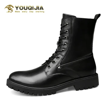 

Winter Warm High Boots Men Fighter Off-road Field Tactical Fashionable Motorcycle Leather Botas Militares Men's Shoes Waterproof