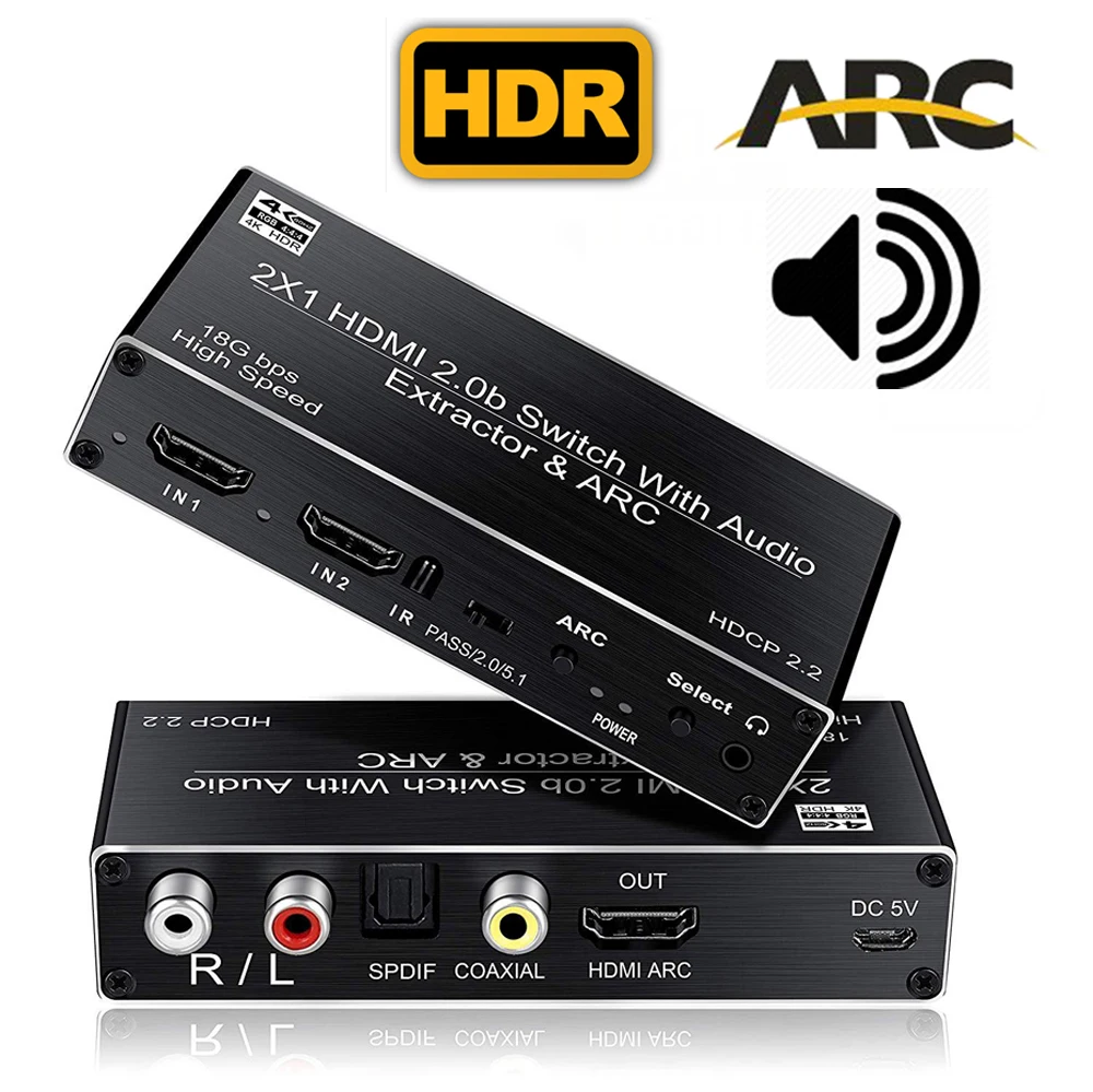 Hdmi 2 0b Switcher Hdr Hdmi Arc 2x1 Hdmi 2 0 Switch Splitter Toslink Audio With Hdmi 2 0 Audio Splitter Converter Function Hdmi Cables Aliexpress