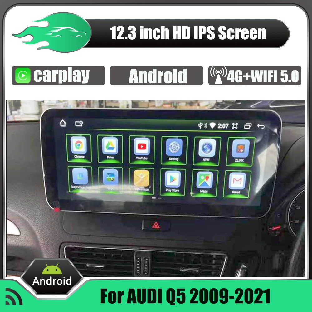 

Android System Car IPS Screen Radio For Audi Q5 2009-2021 LHD RHD car GPS Navigation headunit multimedia player stereo reciver