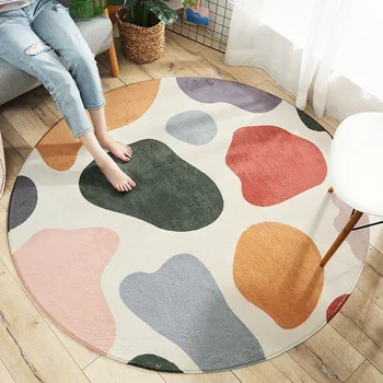 

Fleece Abstract Round Door Mat Carpet For Living Room Bathroom Children Bedroom Rugs Carpets Computer Chair Floor Mat Decorate