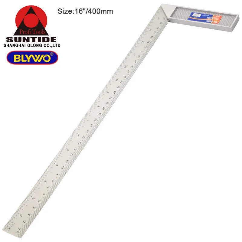 1pc 16inch Stainless Steel Right Measuring Ruler Tool 90 degree metric and inch Angle Square Ruler