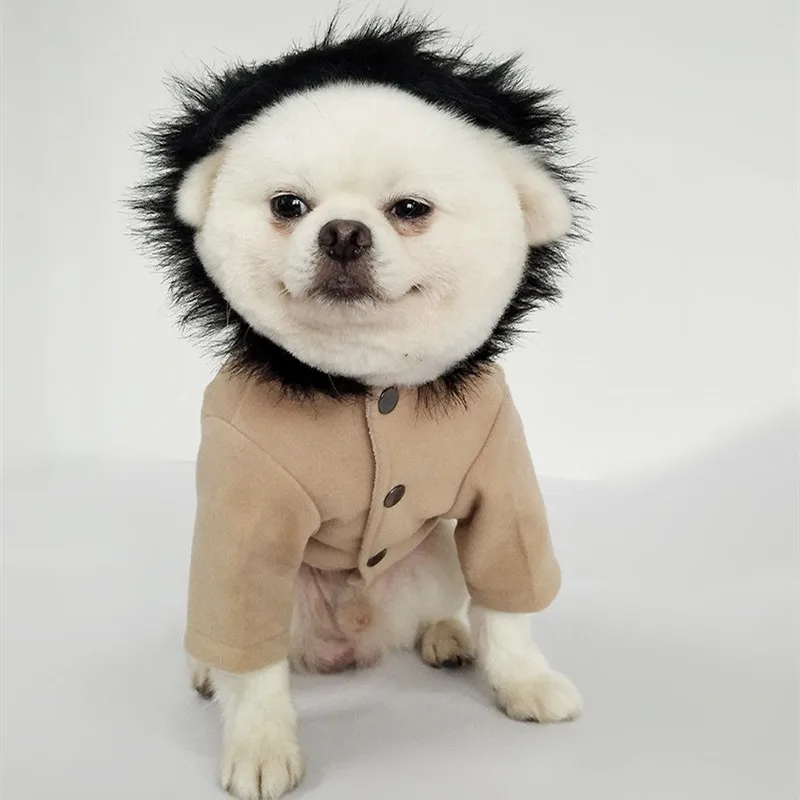 Зимняя одежда для собак, пальто, куртка с меховым воротником, с капюшоном, костюм для собак, одежда для собак, одежда для собак