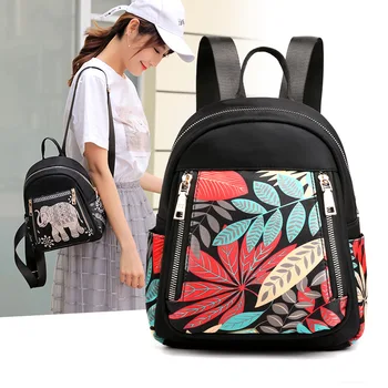 

New Backpack Women Waterproof Nylon Female Backpack School Small Bag for Girls With National Style Soft Printing Backpack Women