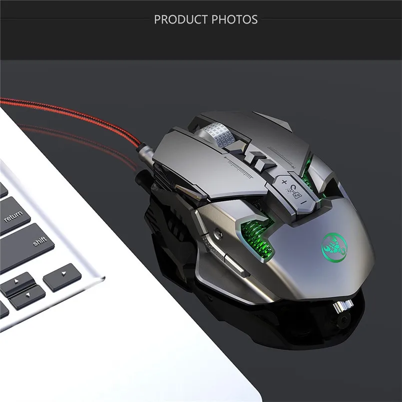 6400 DPI 7-keys Macro Definition Programmable Wired Game Mouse Gaming Mouse Mice  Aluminum alloy 3D metal roller 40NOV2811