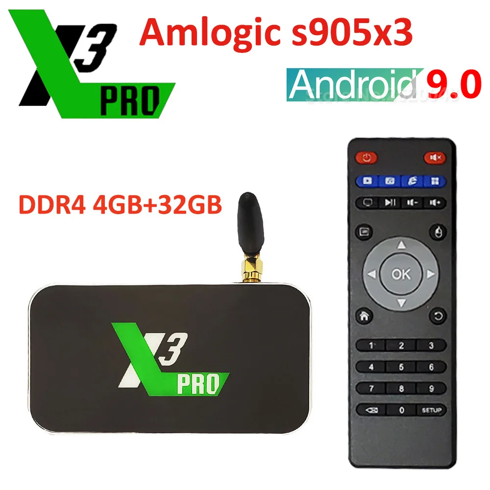 ТВ приставка X3 Cube X3 Pro Android 9,0 Amlogic S905X3 LPDDR4 4 ГБ 32 ГБ 2,4G/5G wifi 1000M LAN телеприставка 4K медиаплеер PK X2 Cube