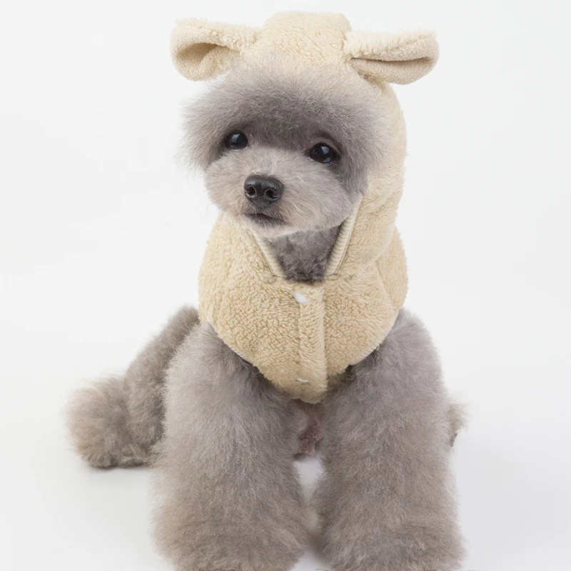 Одежда для собак с шапками, осенне-зимняя одежда для щенков, товары для собак, собак, милых медведей и ушей, теплые пальто