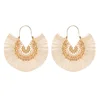 Tassel Lace Fan Retro Pattern Red Alloy Blue Khaki Black Grey White Yellow Dangle Earrings & Drop Earrings for Women 3