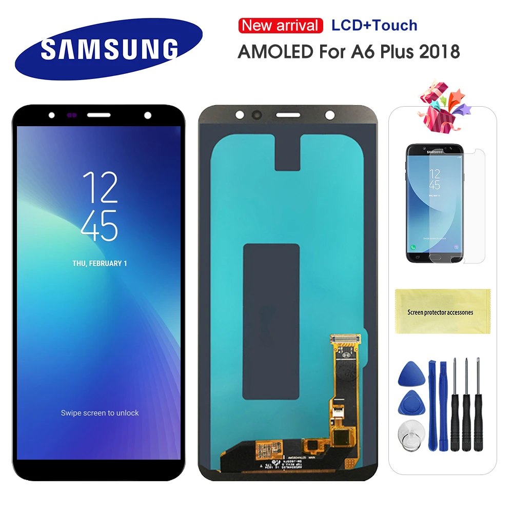 

Super AMOLED LCD For Samsung Galaxy A6 Plus 2018 A605 A605F A605FN Screen LCD Display Touch Screen Assembly Replacment Parts