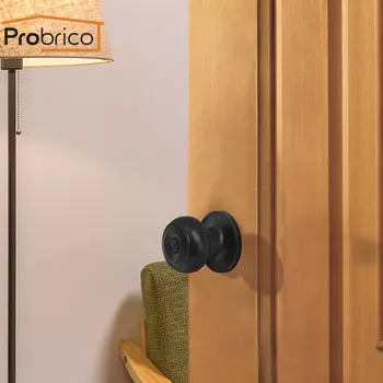 

Probrico Privacy lock black door handles for Interior Doors Round gate Knobs Lock cylinder keyless bedroom bathroom door lock