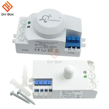 

5.8GHz LED Microwave Radar Sensor Light Switch Human Body Motion Induction Sensor Controller Switch AC 220V-240V DC 12V 24V