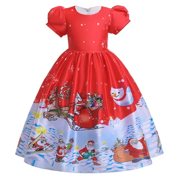 

Girl's Christmas Dress Red Awning Skirt Baby Snow White Skirt Child Role Dance Costume