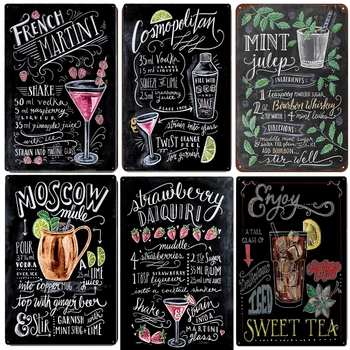 

Bar Decor Cocktail Metal Tin Sign Retro Coffee Decor Metal Plaque Bar Pub Decorative Iron Metal Plates Wall poster
