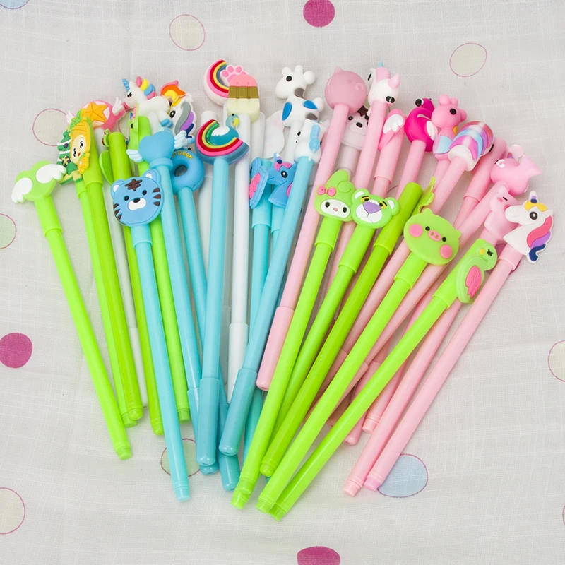 

Color children's neutral pen Pink cartoon ballpoint pen Student office pen black blue pencil set set 0.5mm pen cartridge 20