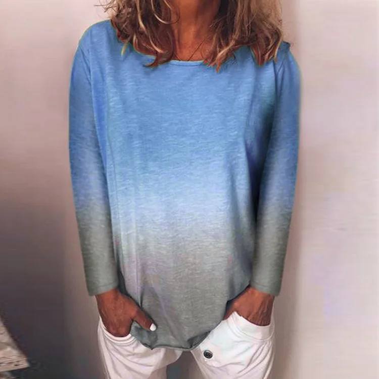 02 Long Sleeve Blue MACVARIL Fashion Print Cotton Blusas Women Plus Size O Neck Summer Tops Casual Short Sleeve Streetwear Blouse Shirt 5XL - Цвет: 02 Long Sleeve Blue