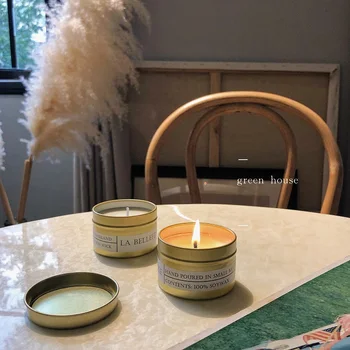 

Smokeless Nordic Candle Jars Aromatherapy Romantic Handmade Soy Candle Bedroom With Lid Swiece Zapachowe Home Decor DE50LZ